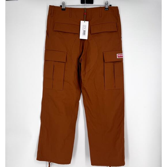 KENZO Paris Wide Leg Cargo Workwear Pant - Dark Camel Sz 28 US - Picture 8 of 11